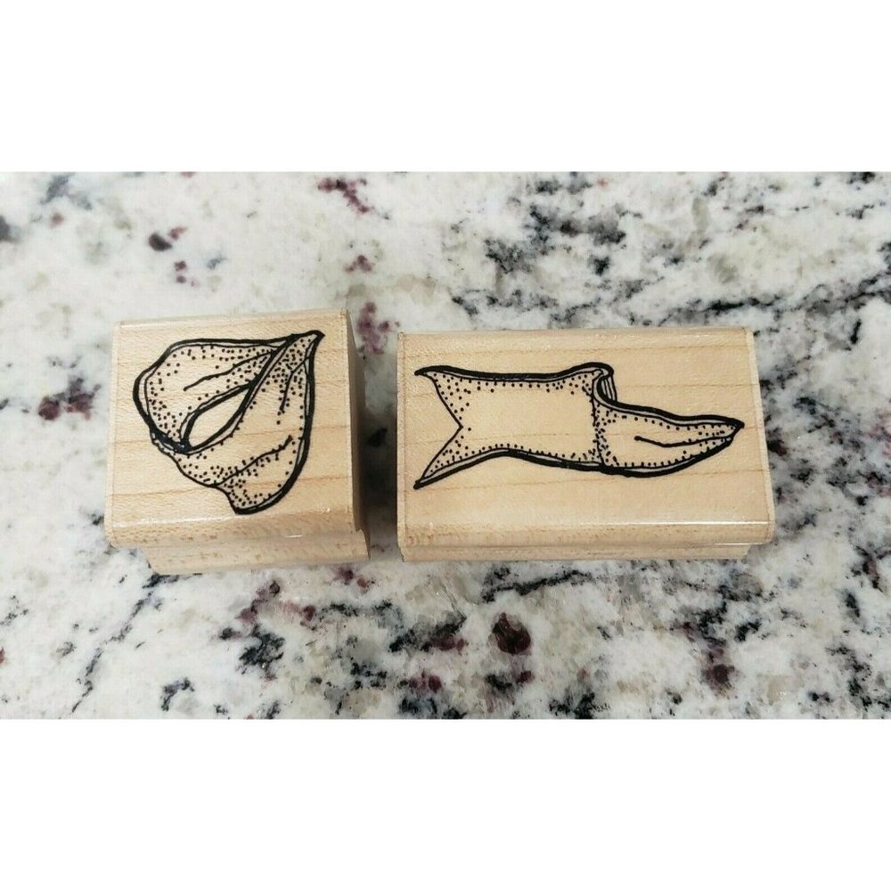 Annette Allen Watkins Scarf Bandanna Set of 2 Wood Back Rubber Stamps K1245